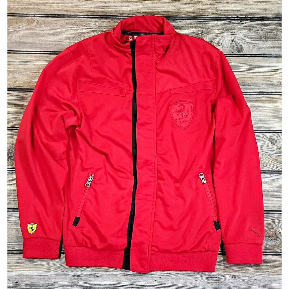 PUMA Ferrari Boys Track Jacket M Red Full Zip Long Sleeve Pockets